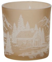 Svícen béžový - 8cm s motivem hor