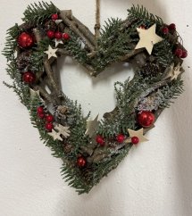 Adventní věnec - srdce 32 cm