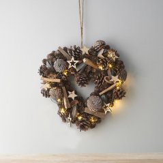 Adventní věnec - srdce 37 cm se světýlky