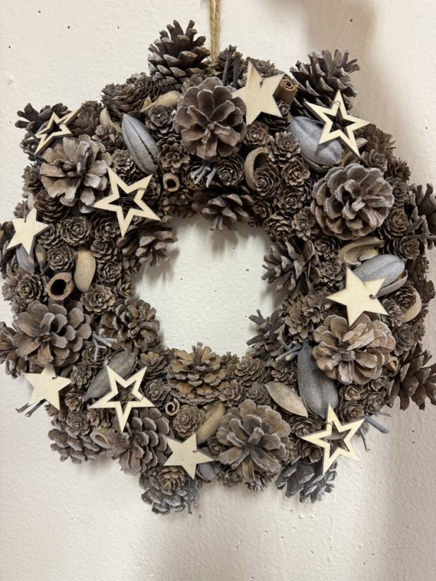 Přírodní adventní věnec 40 cm